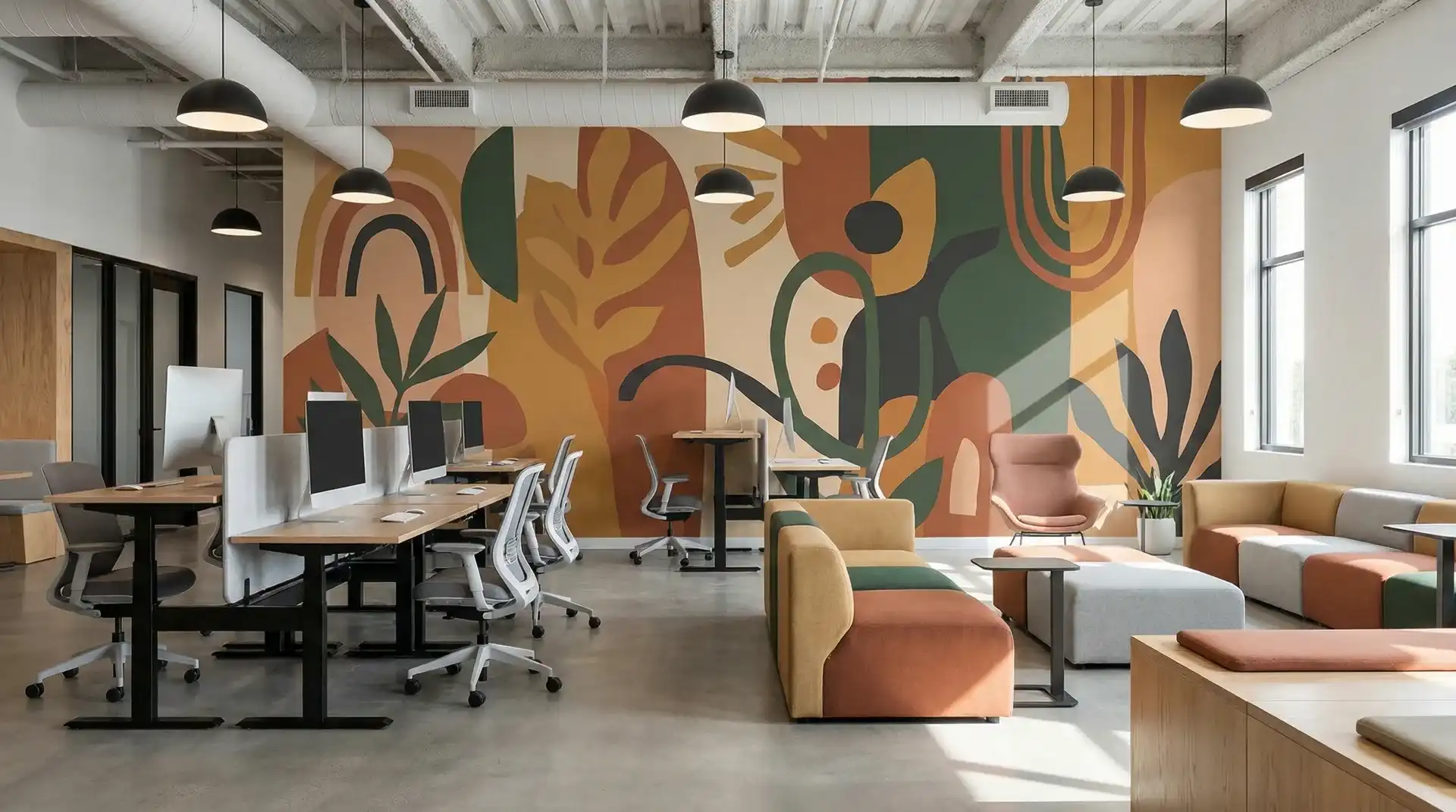 Custom mural in co-working space