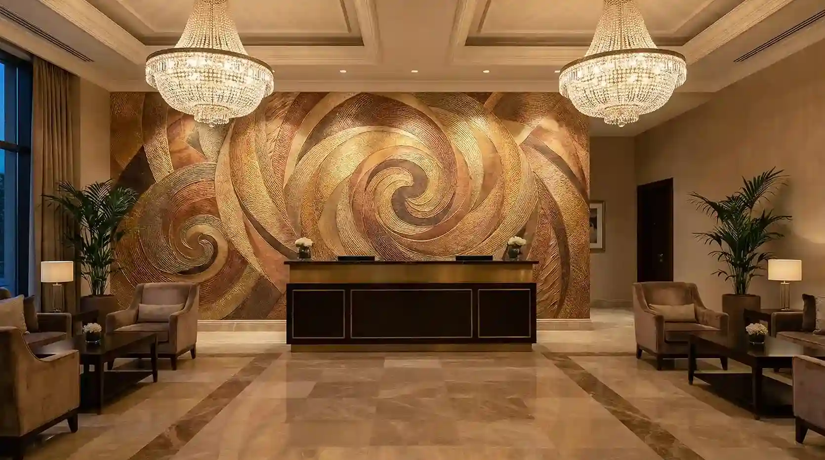 Commercial wallpaper installation in Chicago hotel