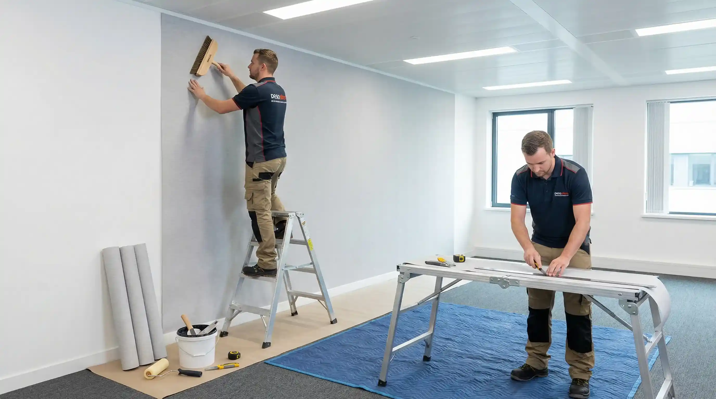 Chicago wallpaper installation team at work